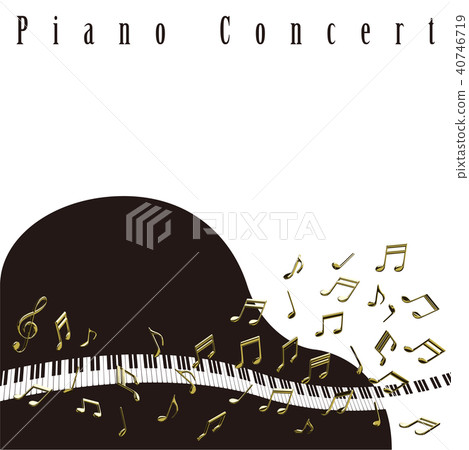 矢量圖鋼琴圖像金筆記鍵盤 矢量圖鋼琴圖像金筆記鍵盤 40746719