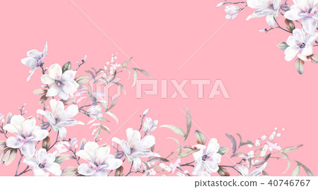 Watercolor rose peony flower 40746767