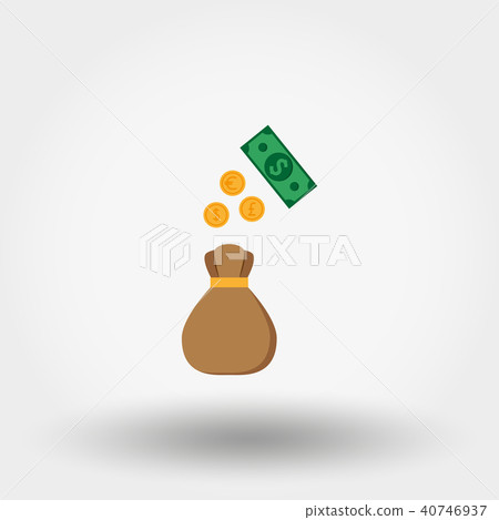 Money Bag. Dollar, euro, pound. Coin. Icon. Vector. Flat. Money Bag. Dollar, euro, pound. Coin. Icon. Vector. Flat. 40746937