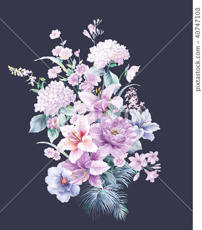 Purple watercolor flower 40747108