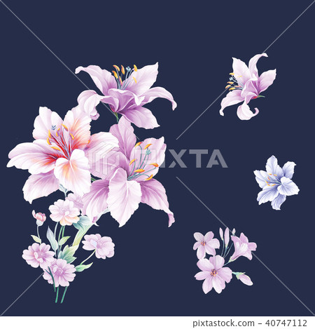 Purple watercolor flower 40747112