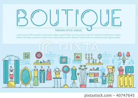 Flat outline seller standing in boutique 40747645