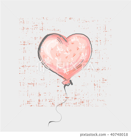 Heart balloon on grunge background cute childish style Heart balloon on grunge background cute childish style 40748018