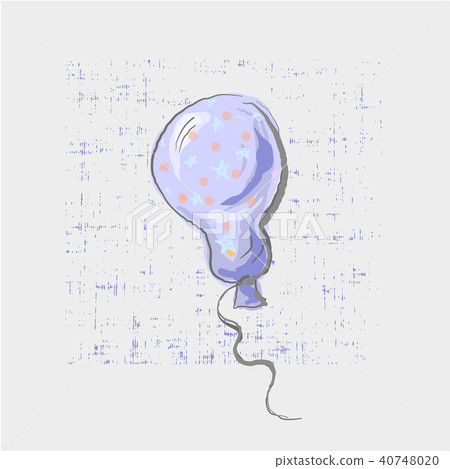 Violet pear shaped balloon on grunge background cute childish style Violet pear shaped balloon on grunge background cute childish style 40748020