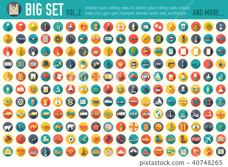 Vol 2. Flat big collection set icons - Stock Illustration [40748265 ...