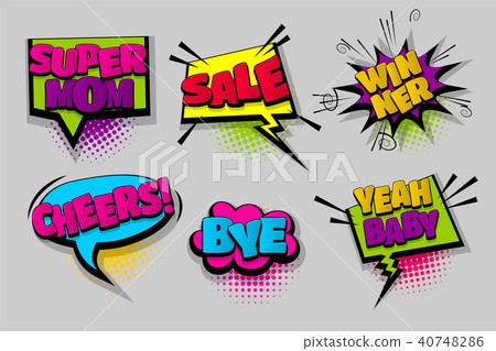 Set comic text speech bubble pop art 40748286