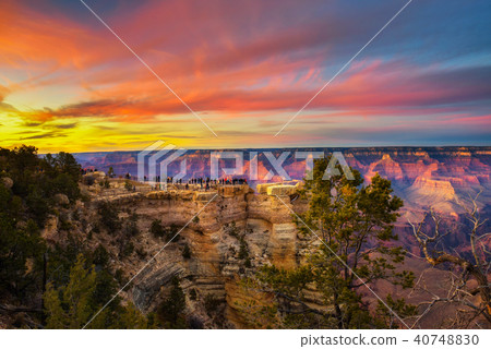 Sunset above south rim of Grand Canyon from the Mather Point 40748830