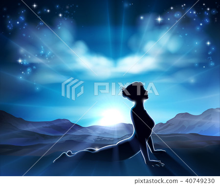 Pilates or Yoga Pose Silhouette Woman Background 40749230