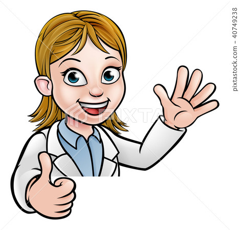 Scientist Cartoon Character Thumbs Up Sign 40749238