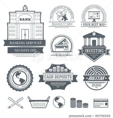 Business set label template of emblem element 40749389