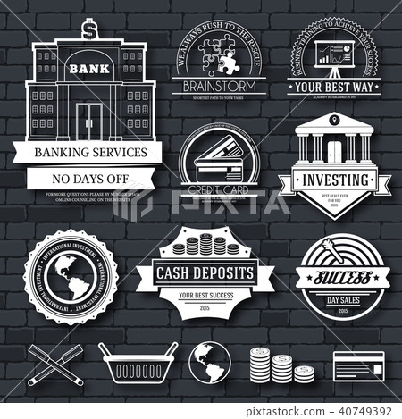 Business set label template of emblem element  40749392