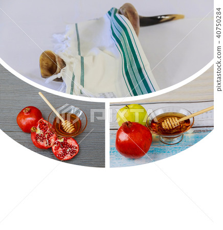 Jewish holiday Rosh Hashana  honey and apples. 40750284