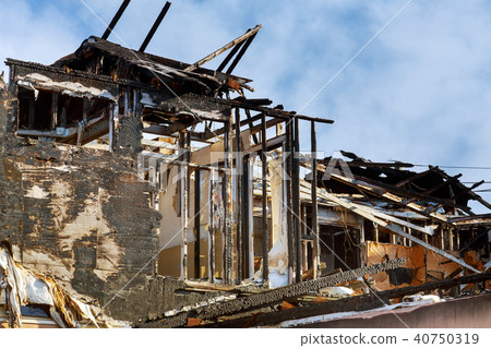 Village house after the fire Dramatic Village house after the fire Dramatic 40750319