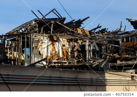 Wooden house after fire Detail images from a home 40750354