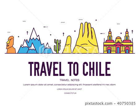 Country Chile thin line guide of goods, places . Country Chile thin line guide of goods, places . 40750385