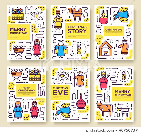 Merry Christmas vector brochure cards set. 40750737