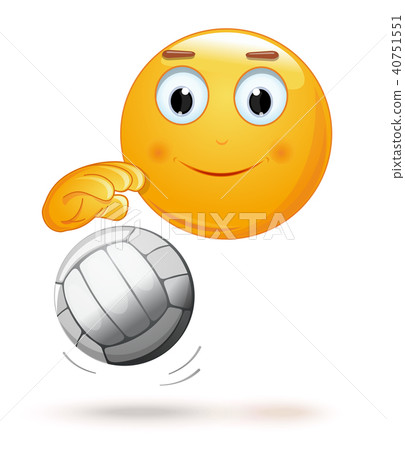Cheerful smiley face with a volleyball ball 40751551