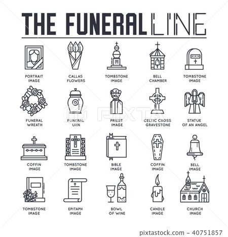 lines collection icons set dedicated to funeral lines collection icons set dedicated to funeral 40751857