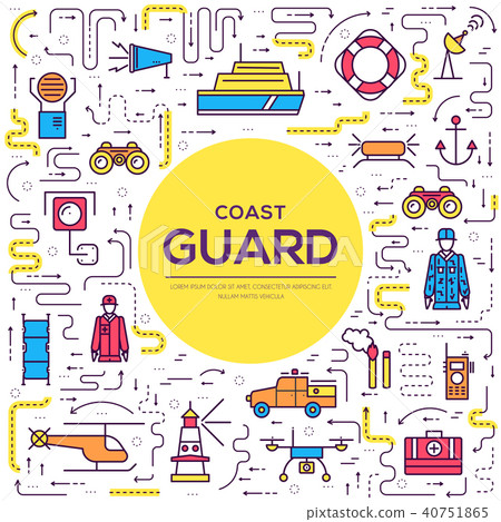 coast guard day illustration vector outline icon 40751865