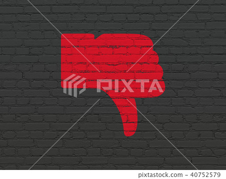 Social network concept: Thumb Down on wall background 40752579