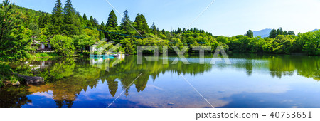 新鮮的綠色雲池[雲仙市長崎縣]的全景 40753651