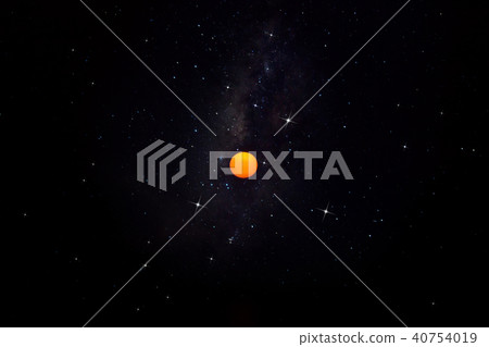 Orange sun in the dark sky. Orange sun in the dark sky. 40754019