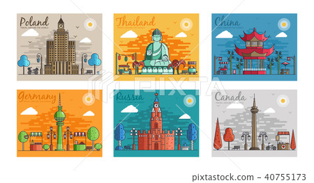 Set of different cities for travel destinations. Set of different cities for travel destinations. 40755173
