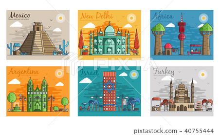 Set of different cities for travel destinations. Set of different cities for travel destinations. 40755444