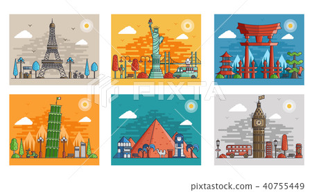 Set of ornamental travel on ethnic style design Set of ornamental travel on ethnic style design 40755449