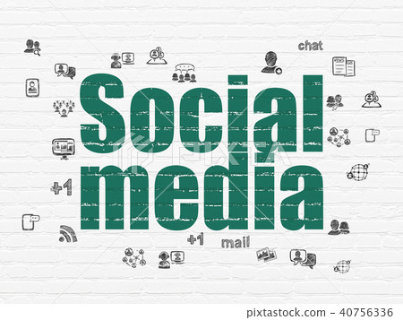 Social network concept: Social Media on wall background 40756336