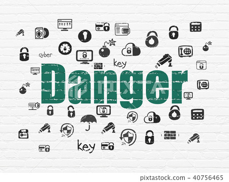 Protection concept: Danger on wall background 40756465