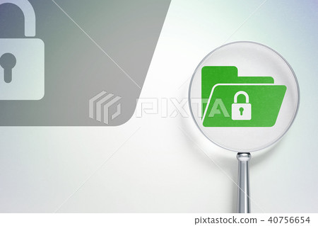 Business concept:  Folder With Lock with optical glass on digital background 40756654