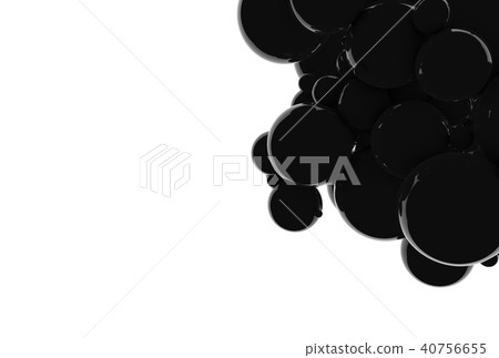 Abstract 3D black balls background. Black balls, oil bubbles, a tornado of black bubbles on white Abstract 3D black balls background. Black balls, oil bubbles, a tornado of black bubbles on white 40756655