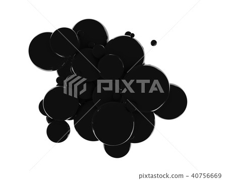 Abstract 3D black balls background. Black balls, oil bubbles, a tornado of black bubbles on white 40756669