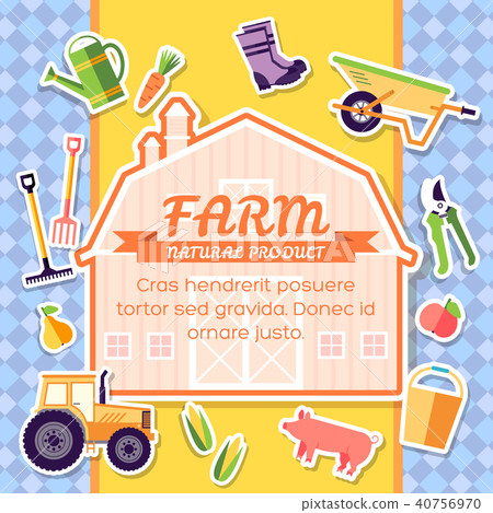 Farm equipment elements on background poster  40756970