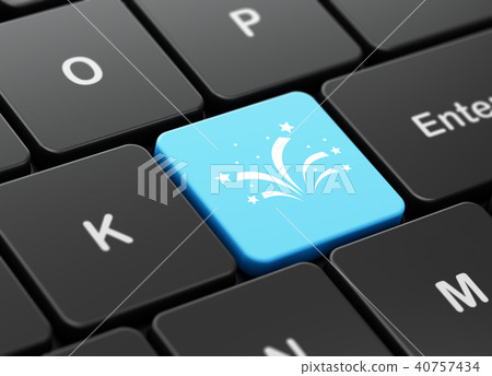 Entertainment, concept: Fireworks on computer keyboard background 40757434