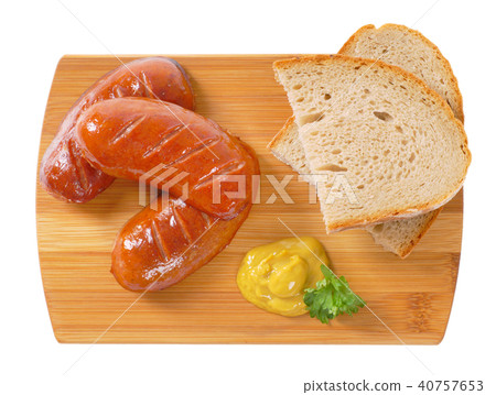 short thick sausages with bread short thick sausages with bread 40757653