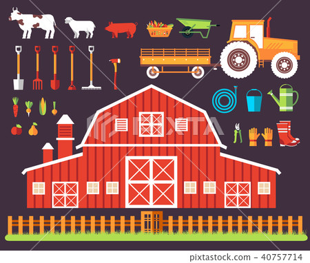 Flat farm in village set sprites and tile sets. 40757714