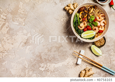 Asian soup with noodles Asian soup with noodles 40758103