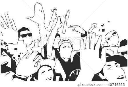 Cheerful crowd celebrating poster art Cheerful crowd celebrating poster art 40758333