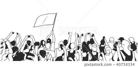 Students celebrating with flag vector art 40758334