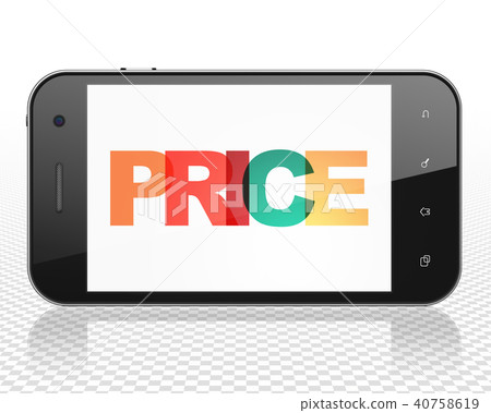 Marketing concept: Smartphone with Price on  display Marketing concept: Smartphone with Price on  display 40758619