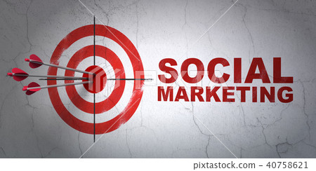 Marketing concept: target and Social Marketing on wall background 40758621