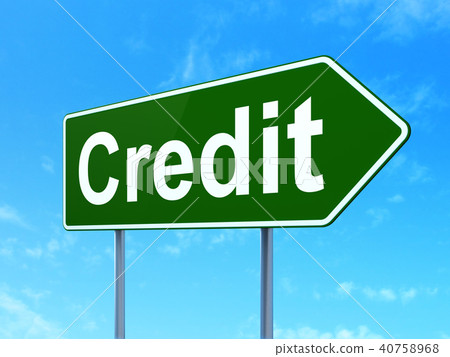 Currency concept: Credit on road sign background Currency concept: Credit on road sign background 40758968