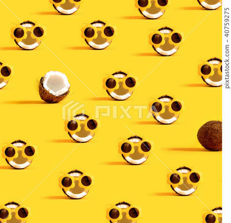 Series of coconuts wearing sunglasses Series of coconuts wearing sunglasses 40759275