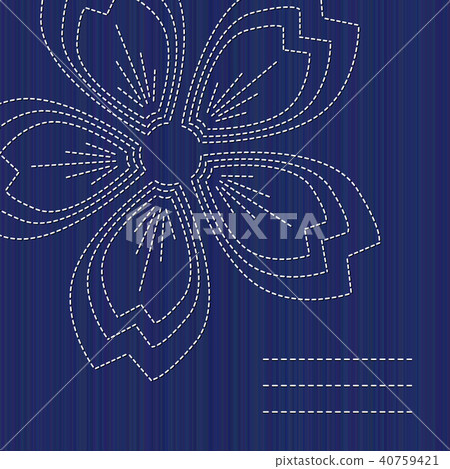 Sashiko card with sakura flower and copy space. Sashiko card with sakura flower and copy space. 40759421