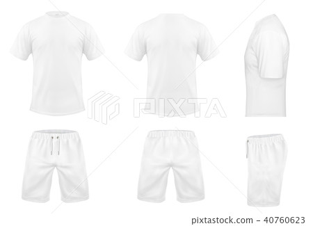 Vector set of white sport t-shirts and shorts Vector set of white sport t-shirts and shorts 40760623