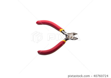 Side cuts with red handles on white background Side cuts with red handles on white background 40760724