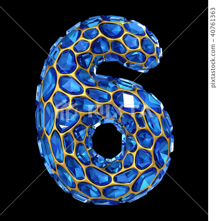 Number 6 six made of blue diamond isolated on... - Stock Illustration ...