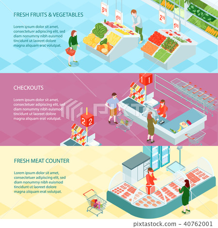 Supermarket Isometric Banners Supermarket Isometric Banners 40762001